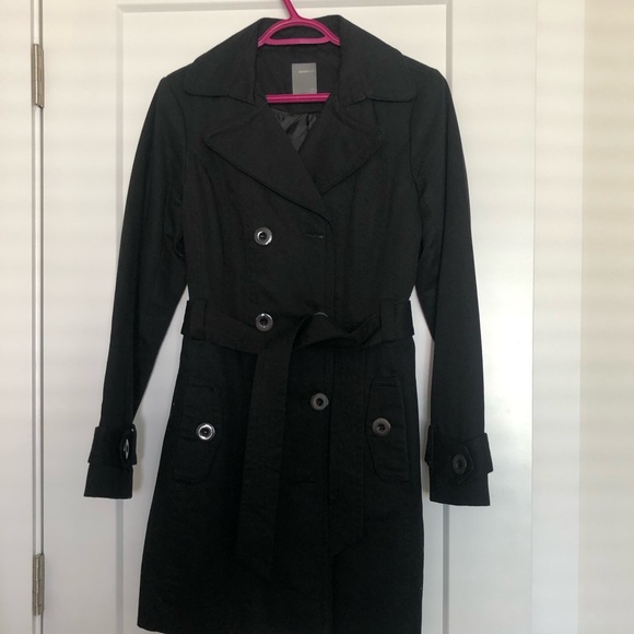 Black long jacket for women - size small - length  88 cm -like new - Picture 5 of 6